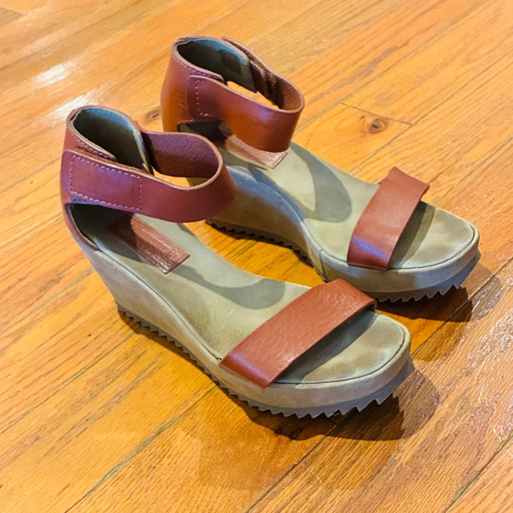 Pedro Garcia Wedge Sandals Womens 39 Brown Leather Platform Ankle Strap Spain - Picture 6 of 11